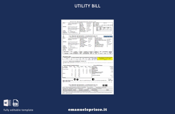 stile verificato modello di bolletta del governo del dipartimento di elettricità
